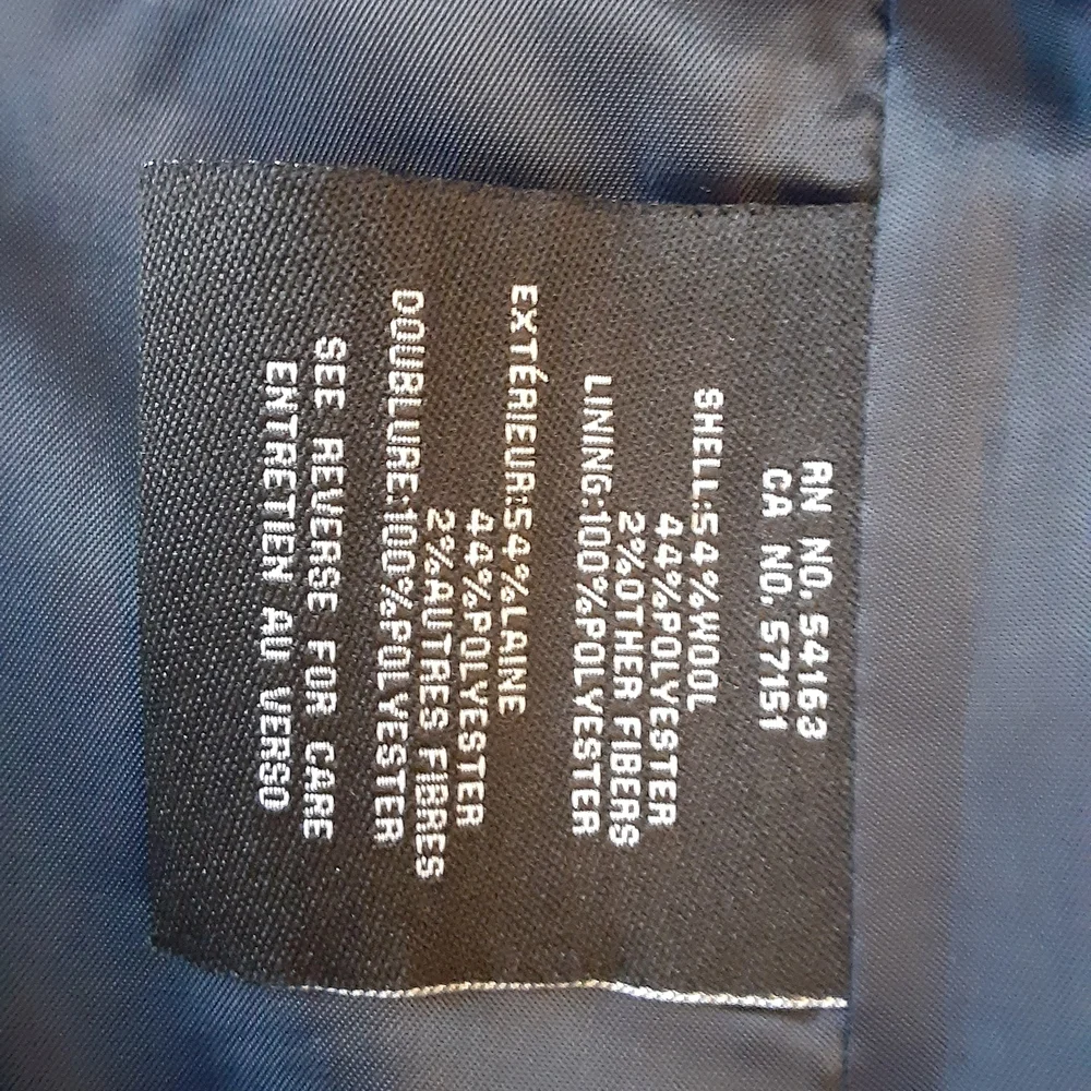 Cole Haan Navy Trench Coat with Asymmetrical Zipper - Picture 2 of 12